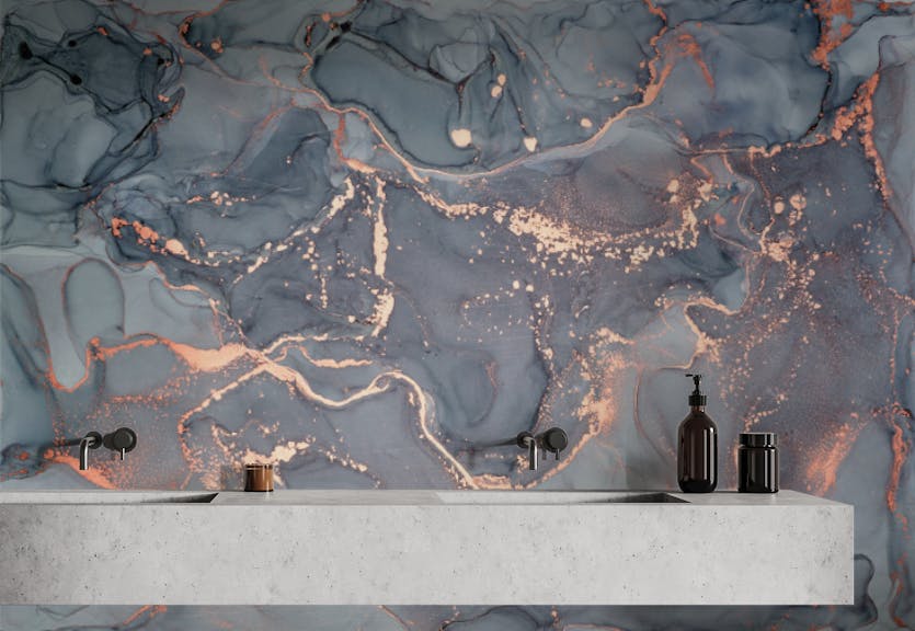 Removable Metallic Copper Veins Abstract Wall Mural