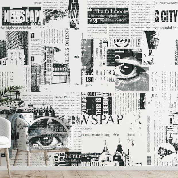 Peel and Stick Urban Newsprint Wall Mural