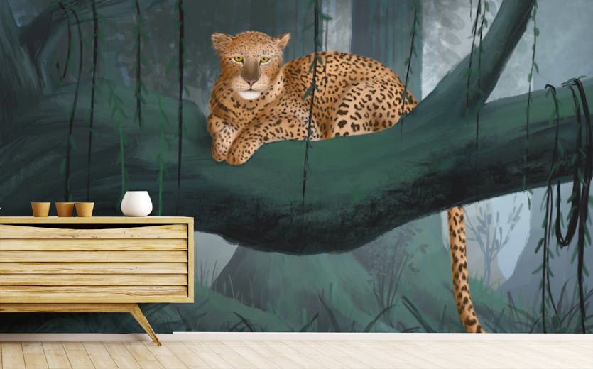 Peel and Stick Leopard Rainforest Wall Mural