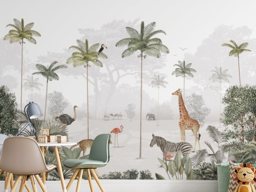Peel and Stick Rainforest Animal Wall Mural