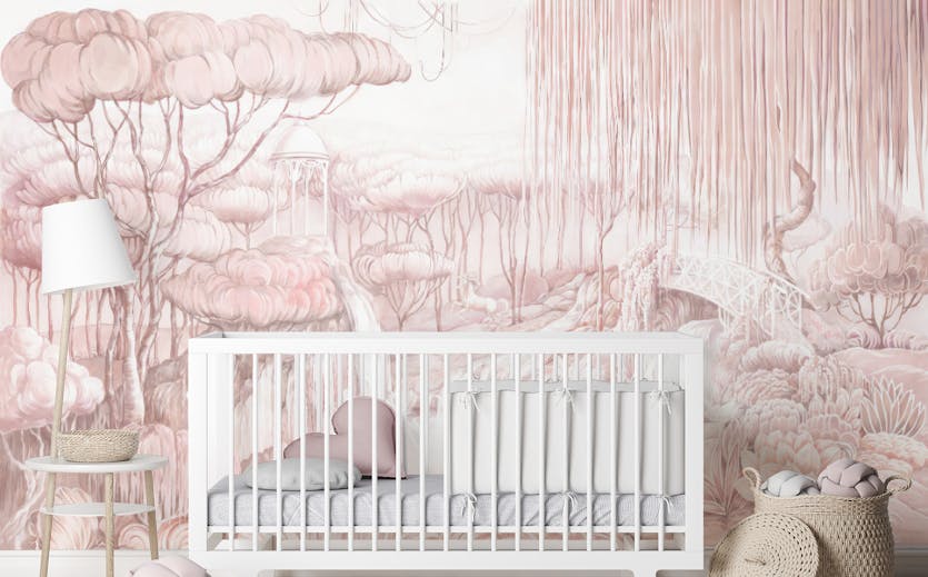 Peel and Stick Serenity Blush Forest Mural