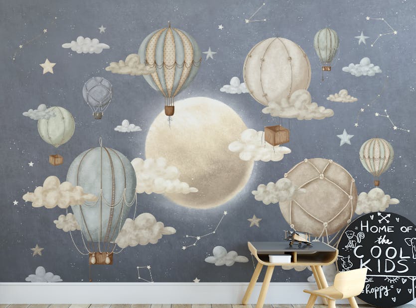 Peel and Stick Vintage Balloon Wall Mural