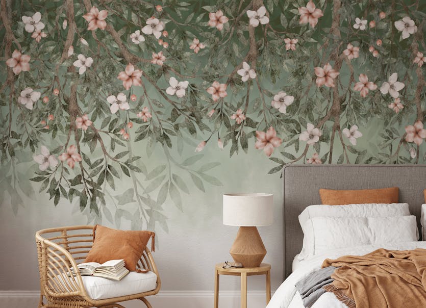 Peel and Stick Hanging Flowers Wall Mural