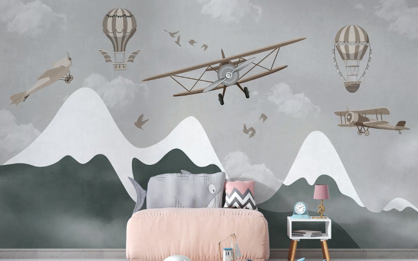 Peel and Stick Vintage Flight Wall Mural