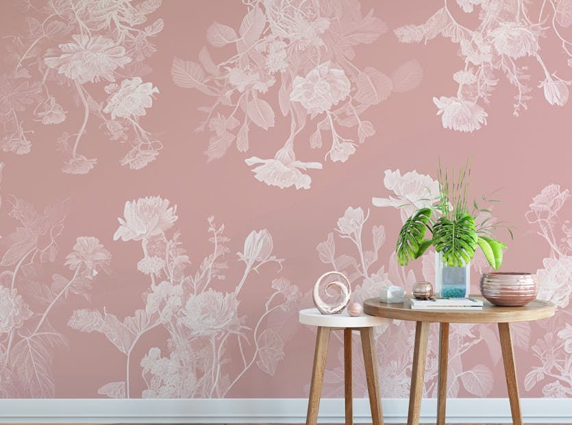 Peel and Stick Blushing Blooms Bedroom Mural Wallpaper