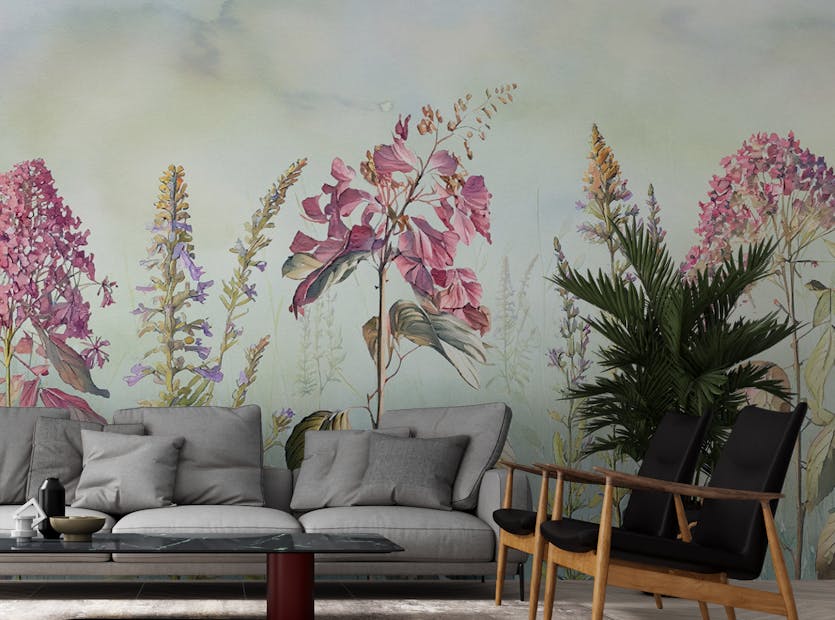 Peel and Stick Wild Blooms of Blue Meadow Wallpaper Mural