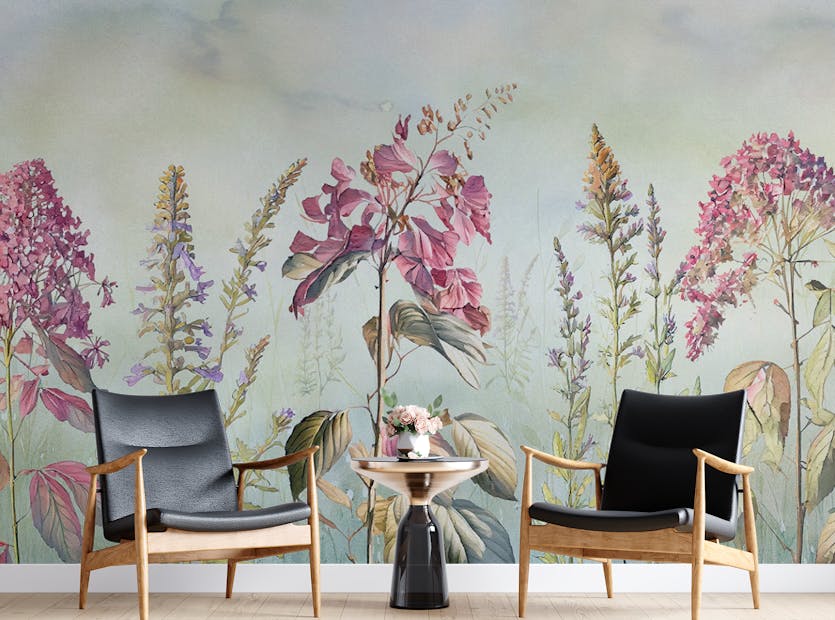Removable Wild Blooms of Blue Meadow Wallpaper Mural