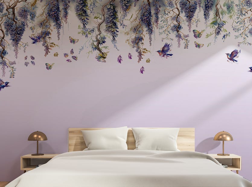 Removable Lavender Love Wisteria Wallpaper Mural