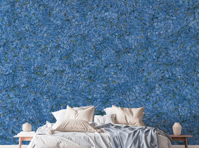 Peel and Stick Blue Blossom Embroidery Elegance Wallpaper Murals