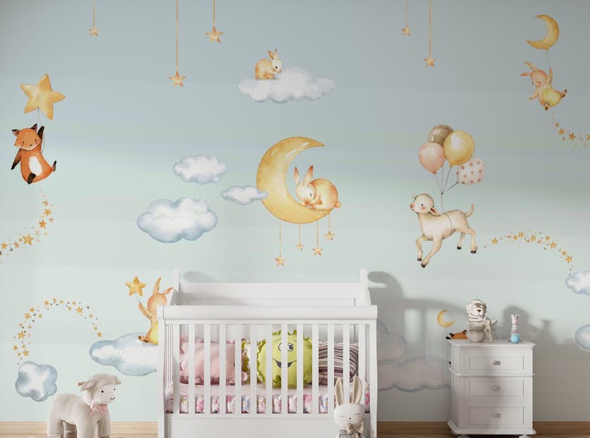 Peel and Stick Blue Bliss Bedtime Backdrops Wall Murals