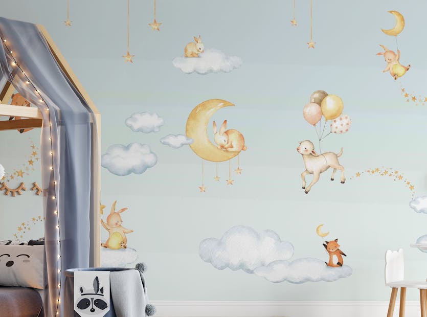 Removable Blue Bliss Bedtime Backdrops Wall Murals
