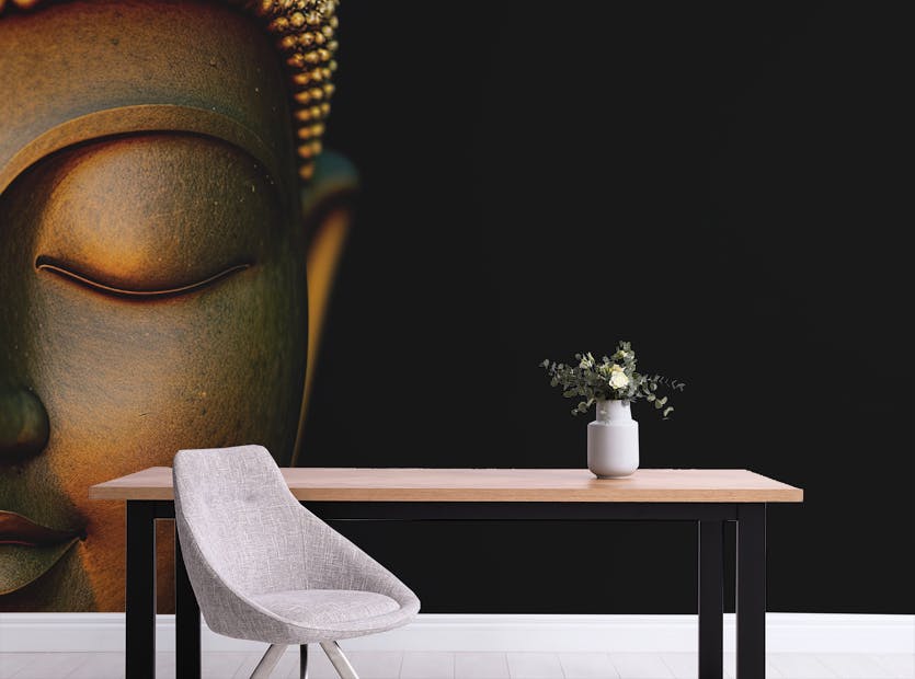 Removable Carved Buddha Statue Portrait Murals For Home Walls