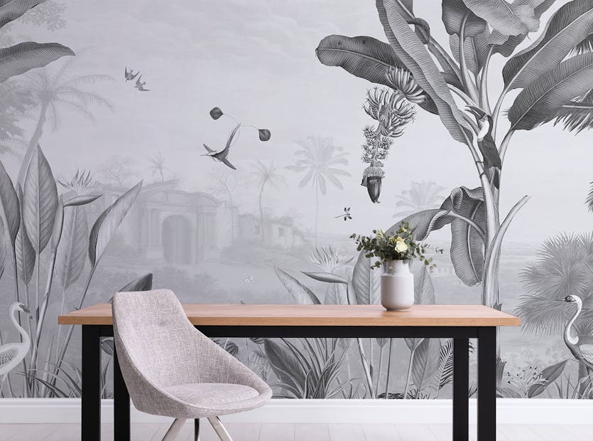 Removable Monochrome Meadow Muse Wall Murals