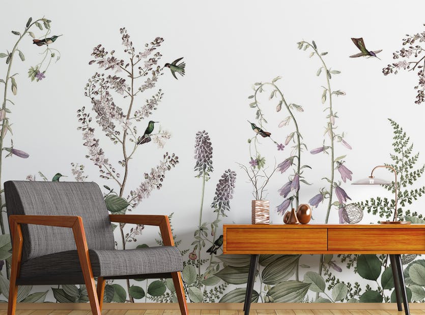 Removable Floral Hummingbird Delights Wall Murals
