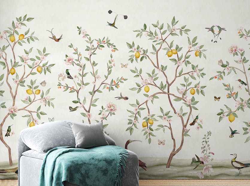 Peel and Stick Chinoiserie Lemon Grove Magic Wall Murals