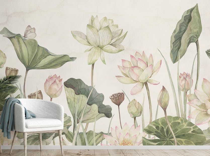 Peel and Stick Lovely Water Lilies Wallpaper Murals