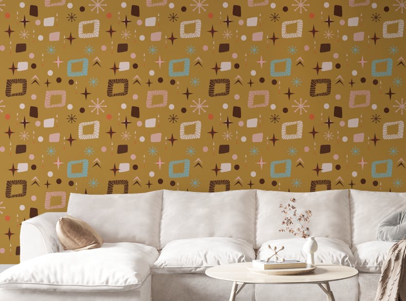 Peel and Stick Apricity Mid Mod Yellow Wallpaper For Walls