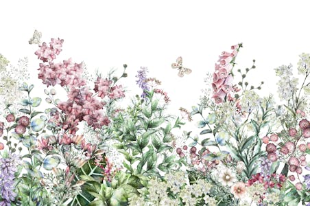 Botanical Wild Flowers & Herbs Wallpaper Mural