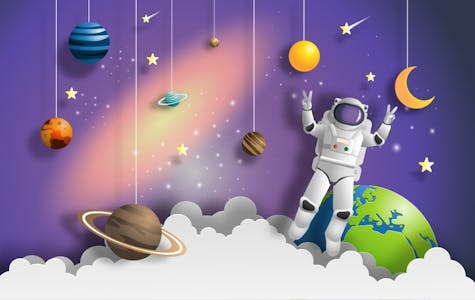 3D Astronaut in Space on Mission Wallpaper Murals