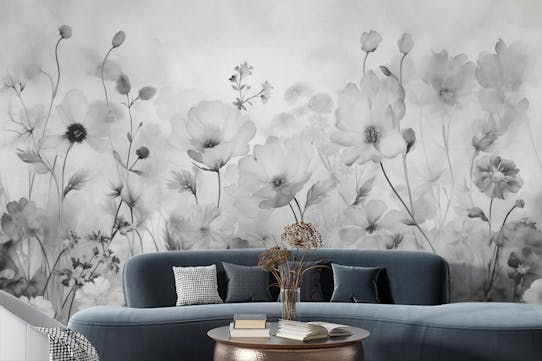 Contemporary Wall Art mural in charcoal & white