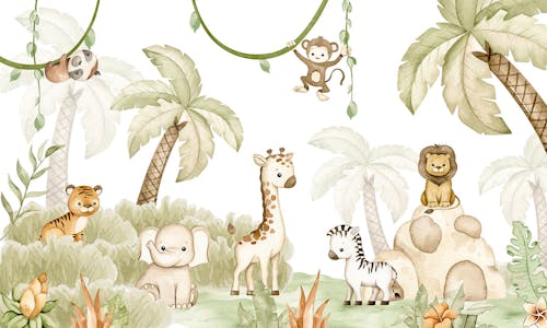 Baby Animal Safari Wallpaper Murals
